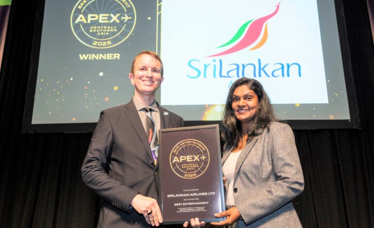 SriLankan Airlines has won the prestigious 2025 APEX Best Entertainment Award