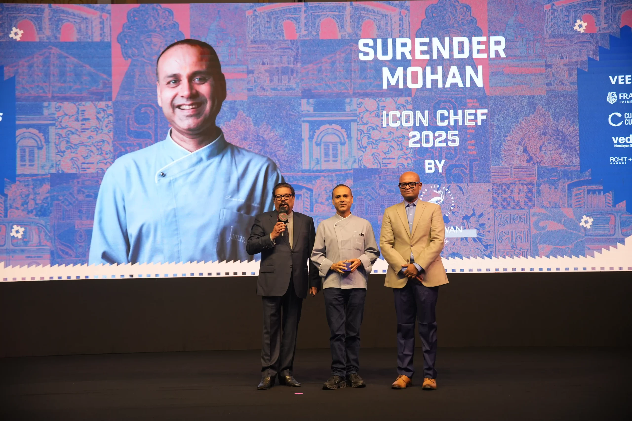 Surender Mohan - Icon Chef 2025 with Vir Sanghvi and Vikram Damodaran (Chief Innovation Officer, Diageo India & Co-founder of Godawan)